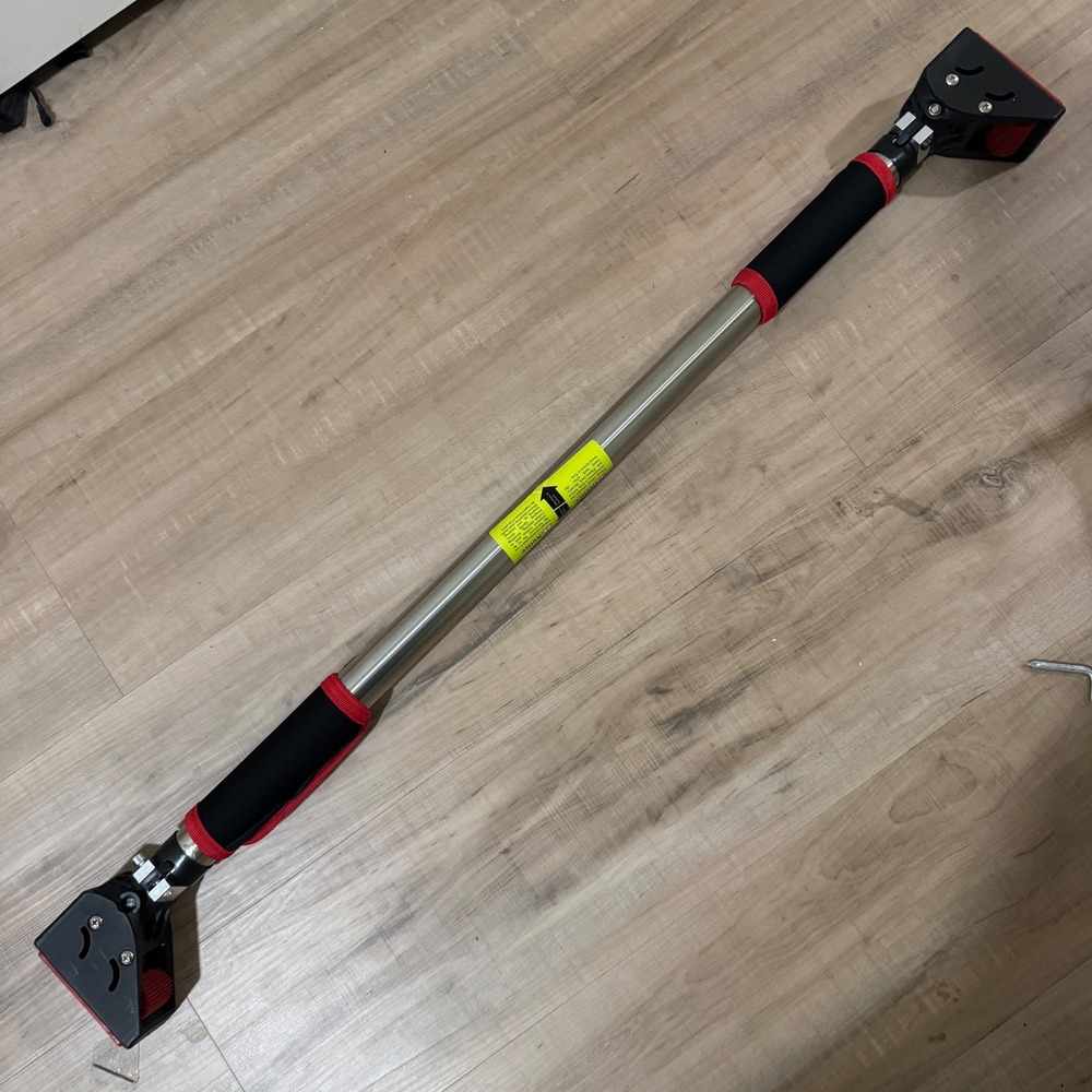Extra Wide Doorway Horizontal Pull Up Bar Adjustable Anti-Loose Locking Red